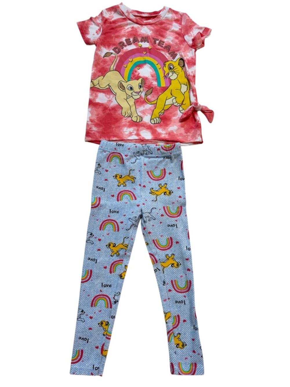 Disney Lion King 2 Piece Set Girls 4T Simba Nala Rainbow Outfit